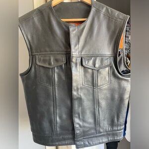 One Stop Leather Bike Vest Size Large